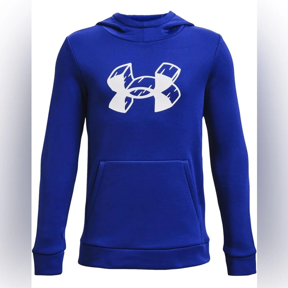 Under Armour Boys Fleece graphic logo  Hoodie Royal Blue/White, medium